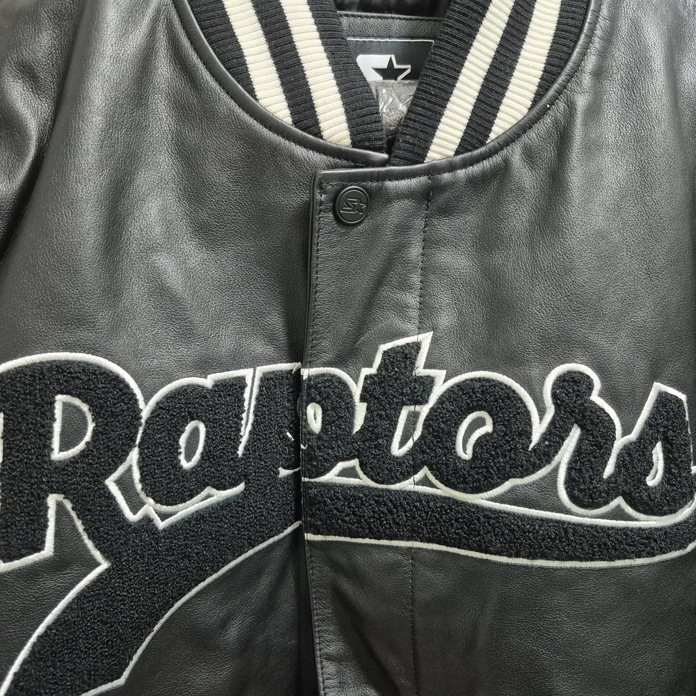 Raptors Leather Varsity Jacket - Black